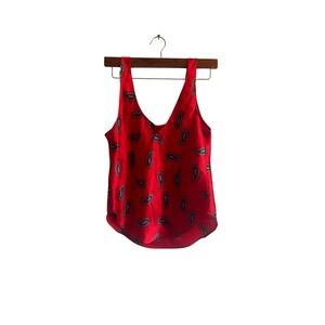 Red‎ Paisley Print Tank Top Women's Sleeveless Blouse Casual Medium
